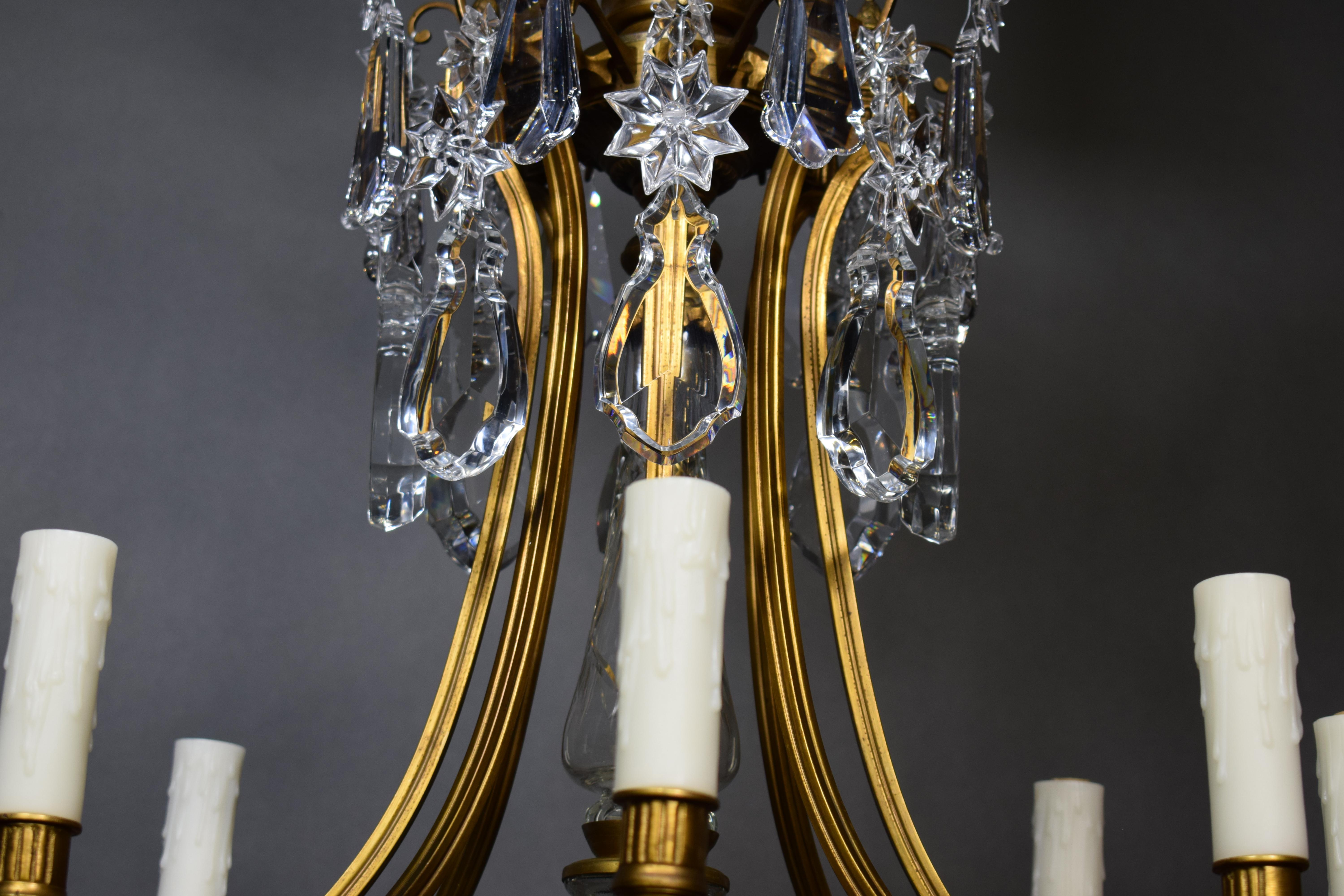 Bronze & Crystal Chandelier by Baccarat For Sale 1