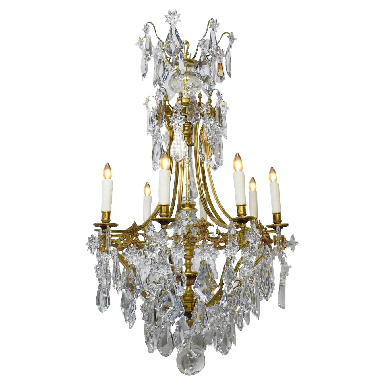Bronze & Crystal Chandelier by Baccarat For Sale