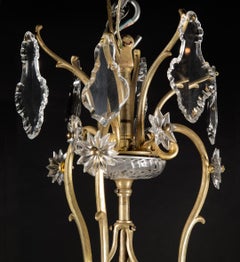 Bronze & Crystal Louis XV Gasolier Chandelier, French Late 19th Century