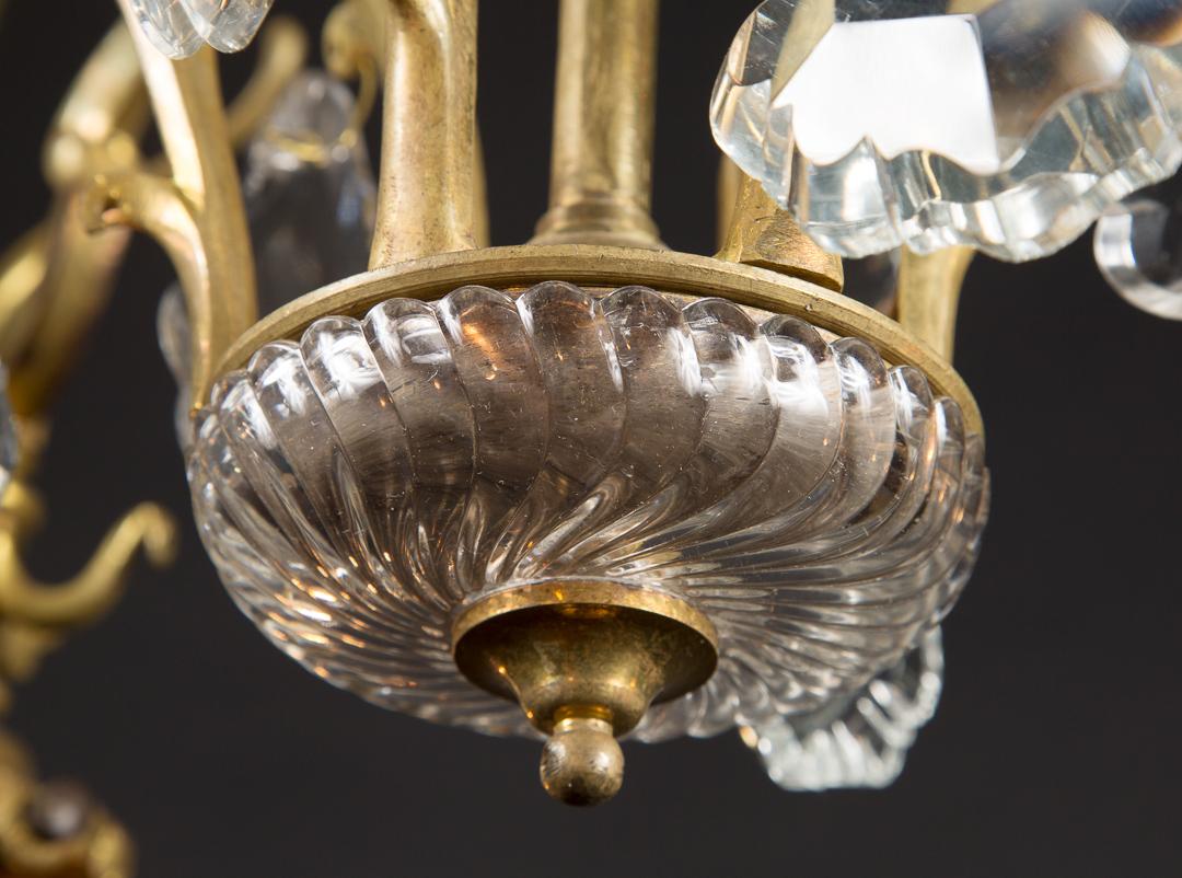 Bronze & Crystal Louis XV Gasolier Chandelier, French Late 19th Century  For Sale 1