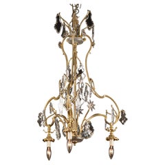 Bronze & Crystal Louis XV Gasolier Chandelier, French Late 19th Century 