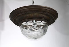 Bronze & Crystal Pendant or Plafonnier