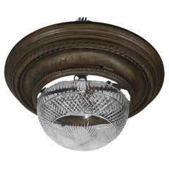 Bronze & Crystal Pendant or Plafonnier