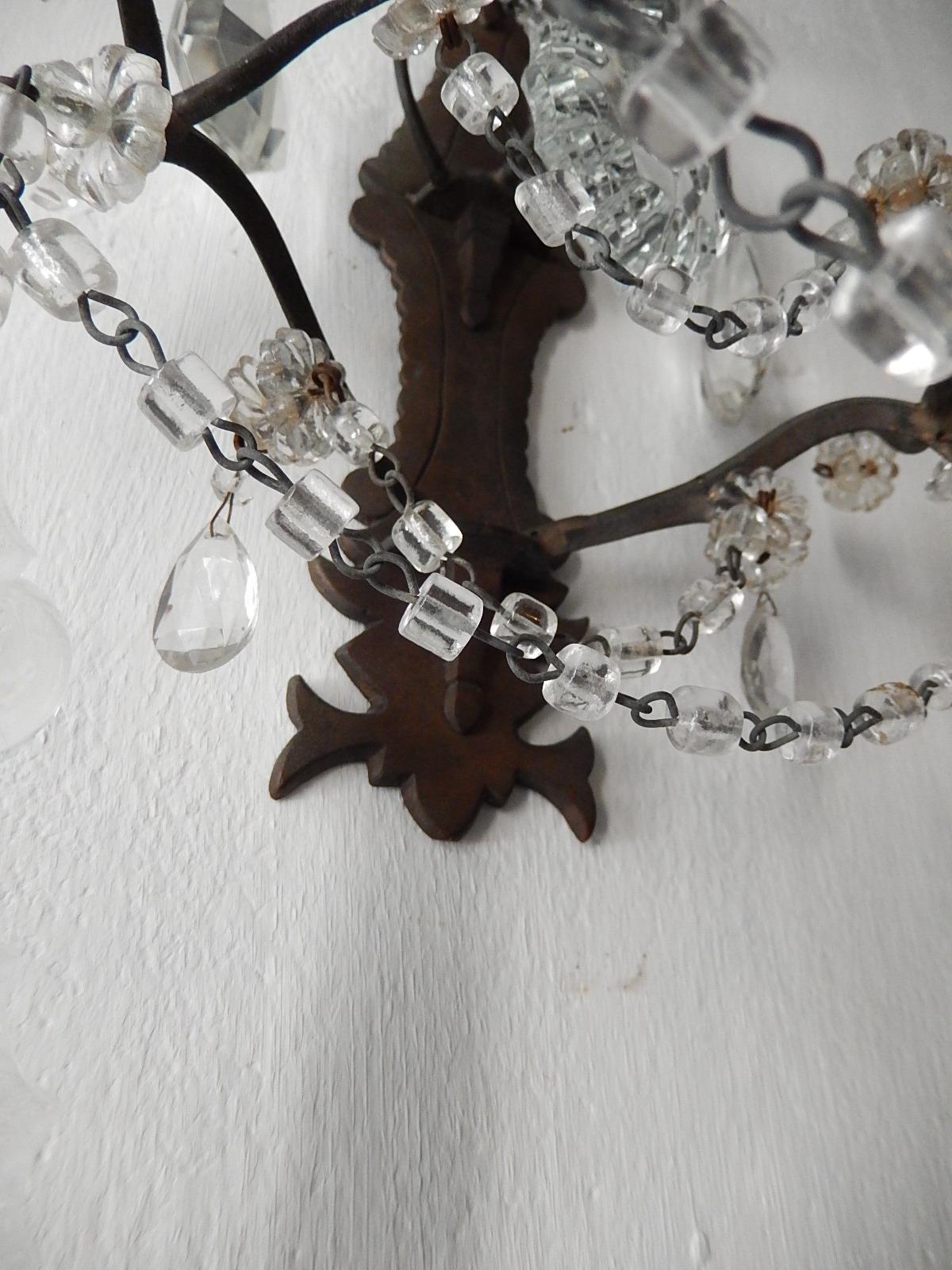 Appliques françaises à prisme en cristal de bronze avec guirlandes et étoiles, vers 1900 en vente 5