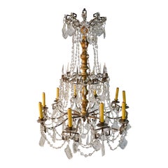 Lustre de style Regency en bronze:: cristal & et bois doré