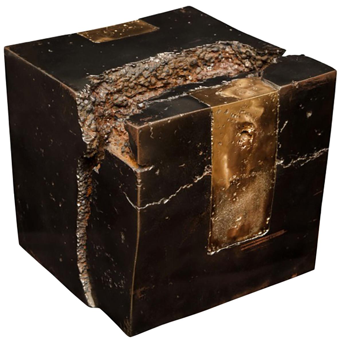 Bronze Cube Shaped Sculpture For Sale