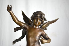 Bronze Cupid Statue on Marble Base