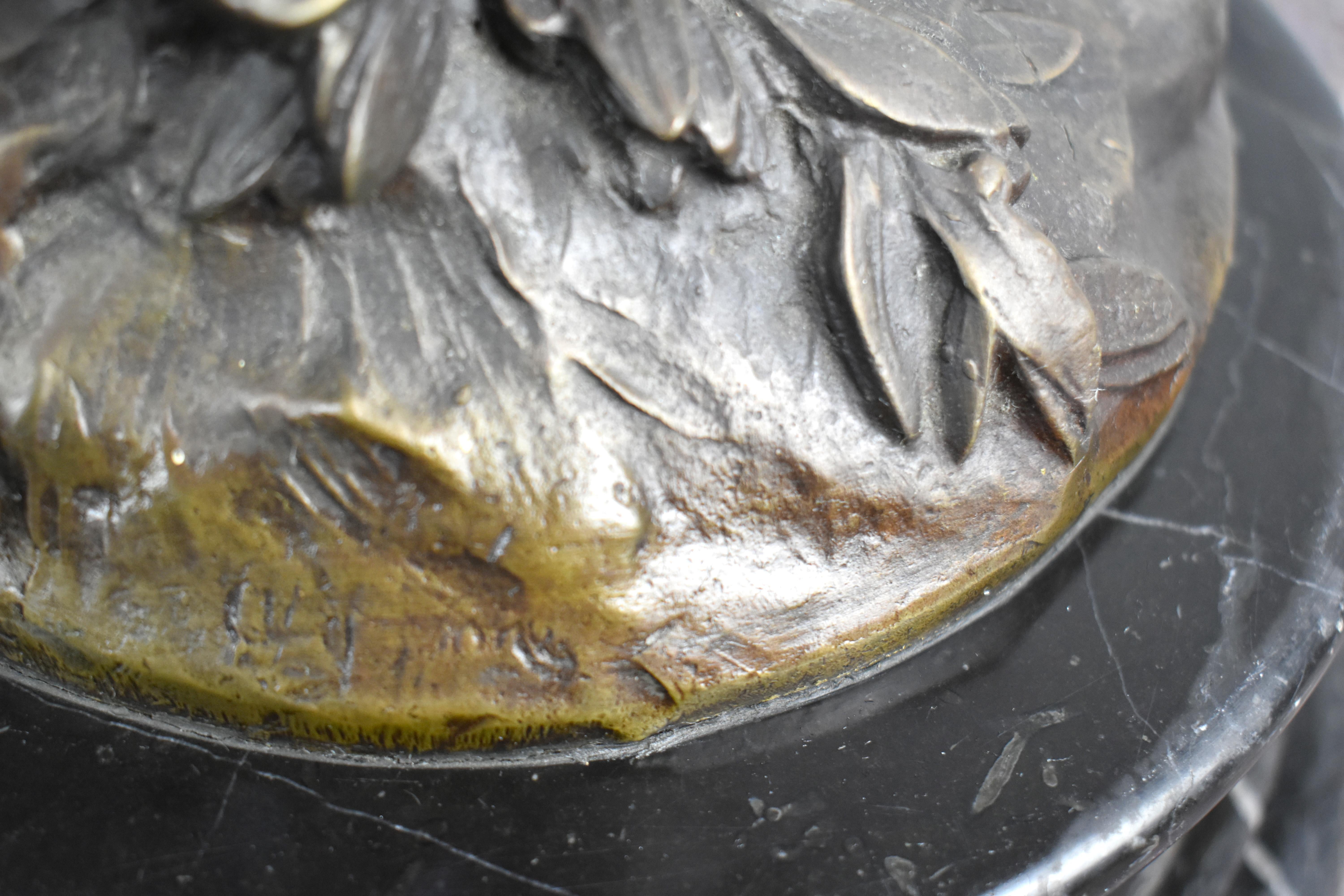 Bronze Cupid Statue on Marble Base In Good Condition For Sale In London, GB
