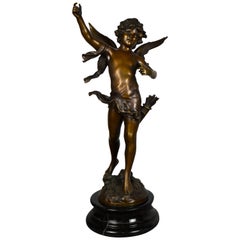 Bronze Cupid Statue on Marble Base