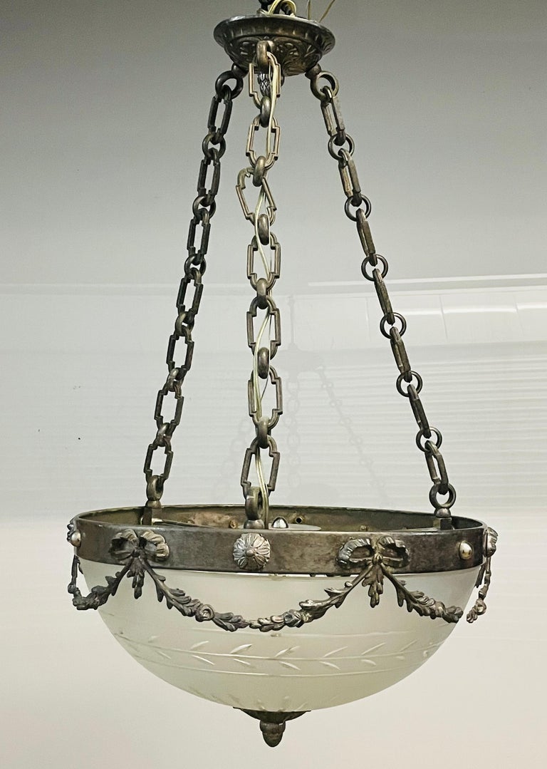 Bronze and Cut Glass Chandelier by Bronze Veritable For Sale at 1stDibs