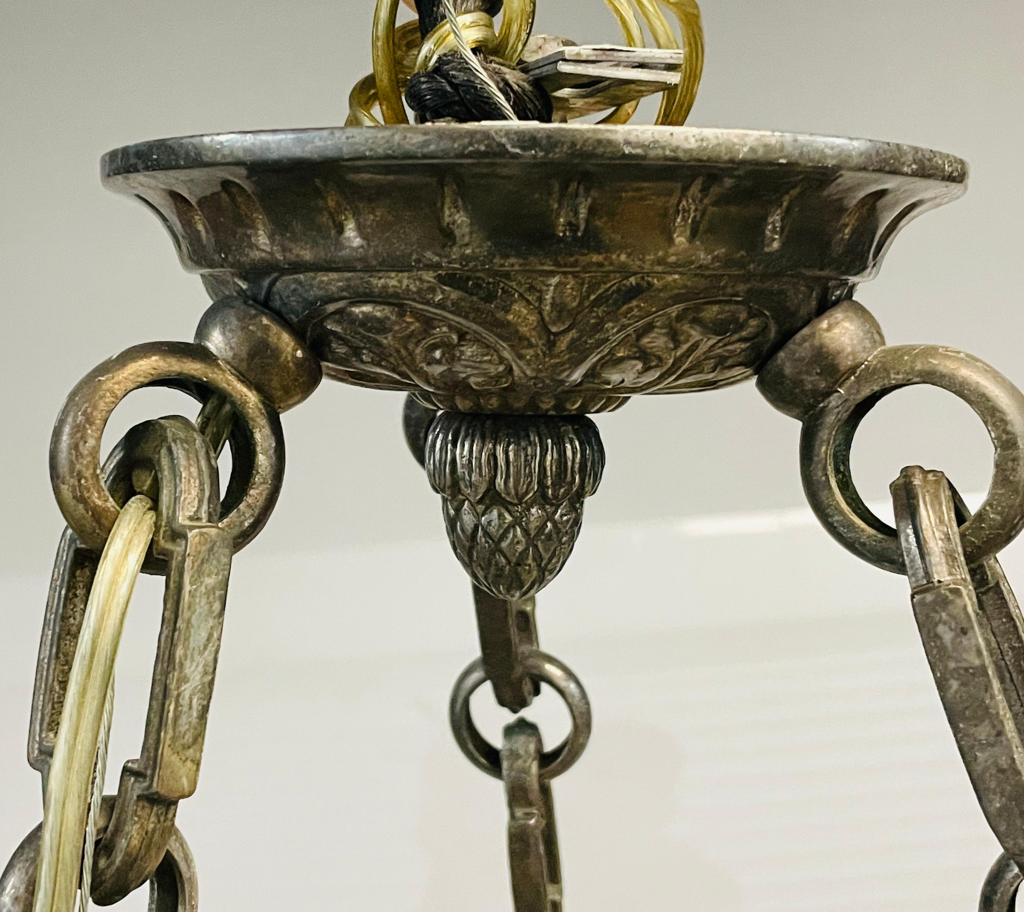 Bronze & Cut Glass Chandelier by Bronze Veritable For Sale 1