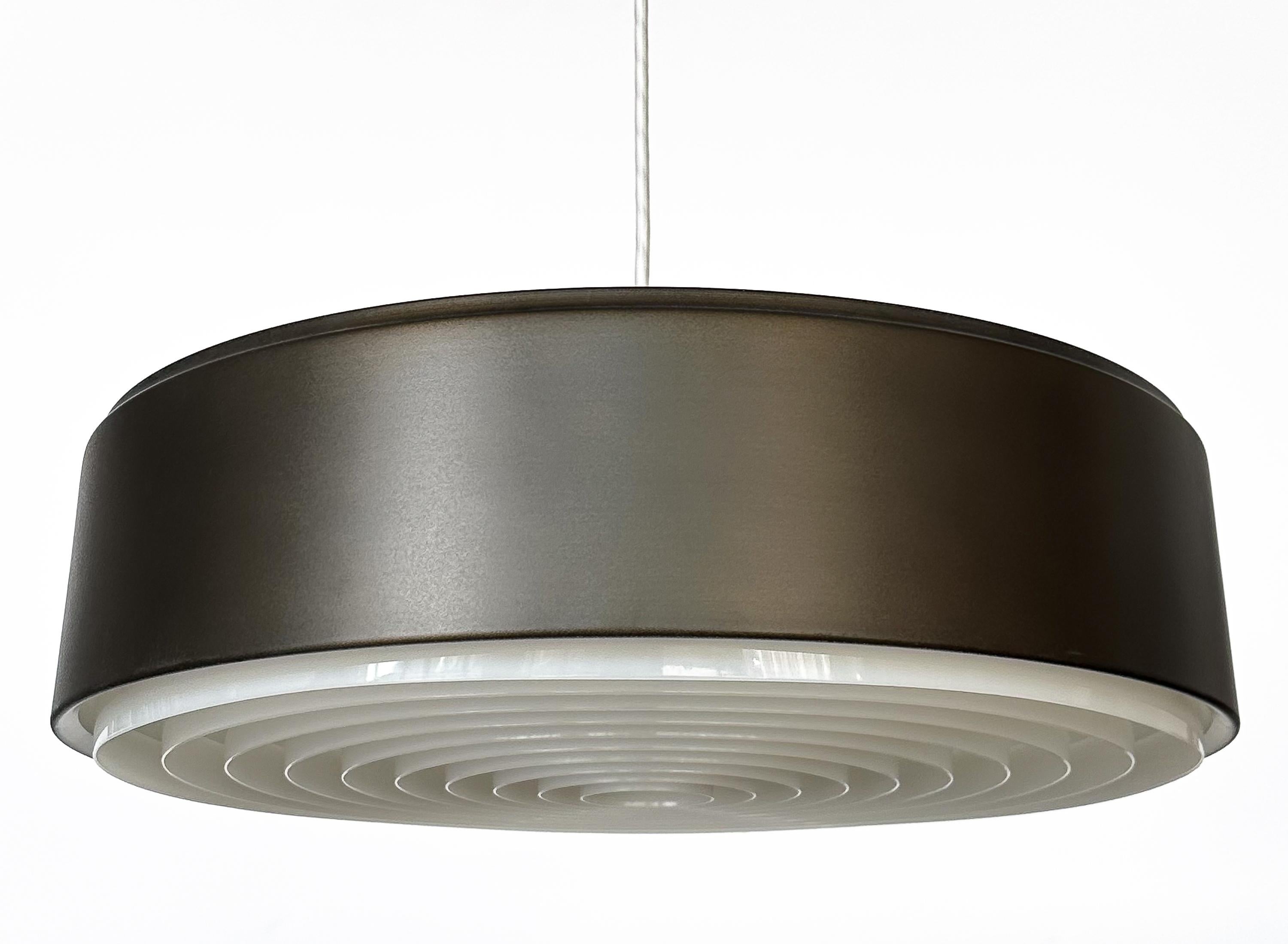 Mid-20th Century Bronze Cylindrical Pendant Lamp by Sven Middelboe for Nordisk Solar For Sale