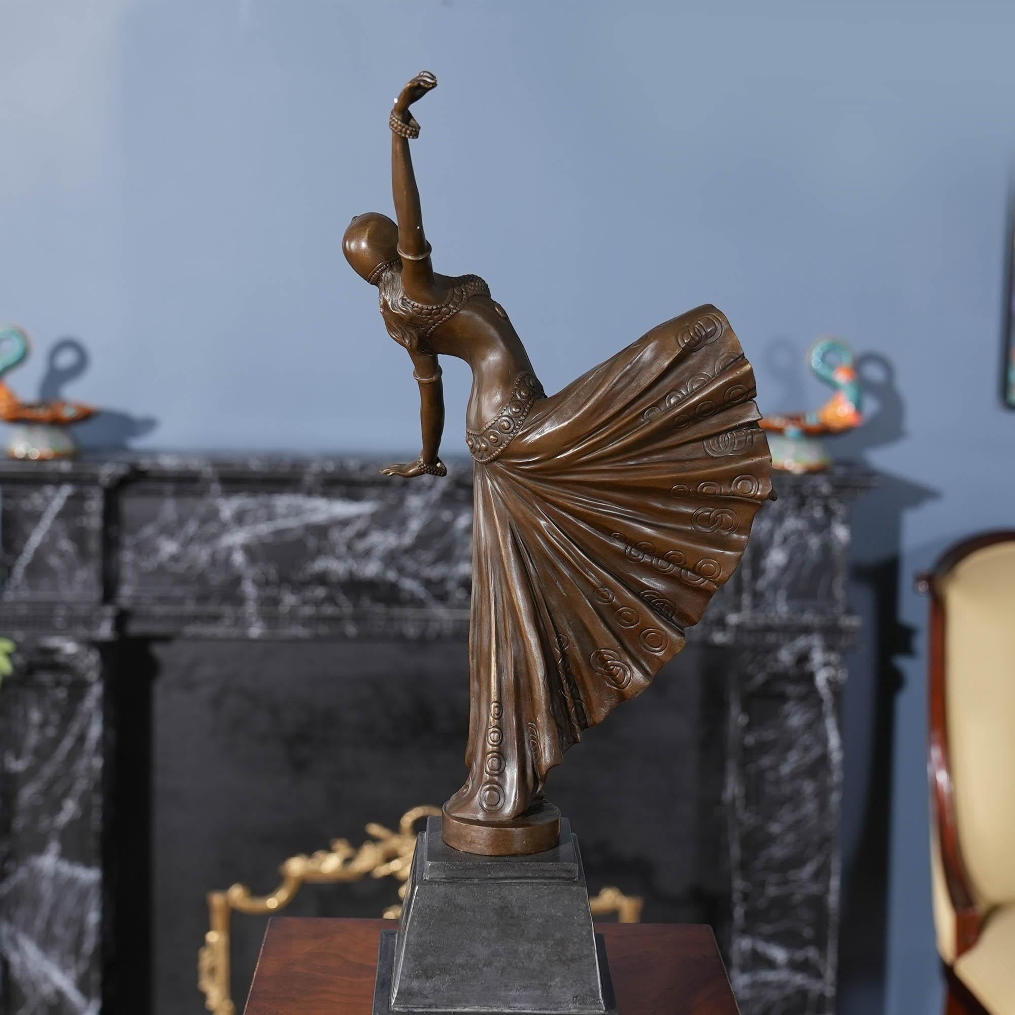 Bronze Dancer on Marble Base For Sale 3