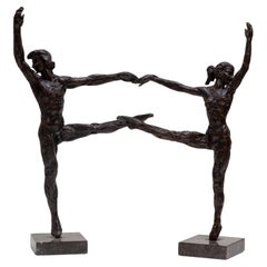 Bronze Dancers Couple 1970s Belgium Artist V D Brande