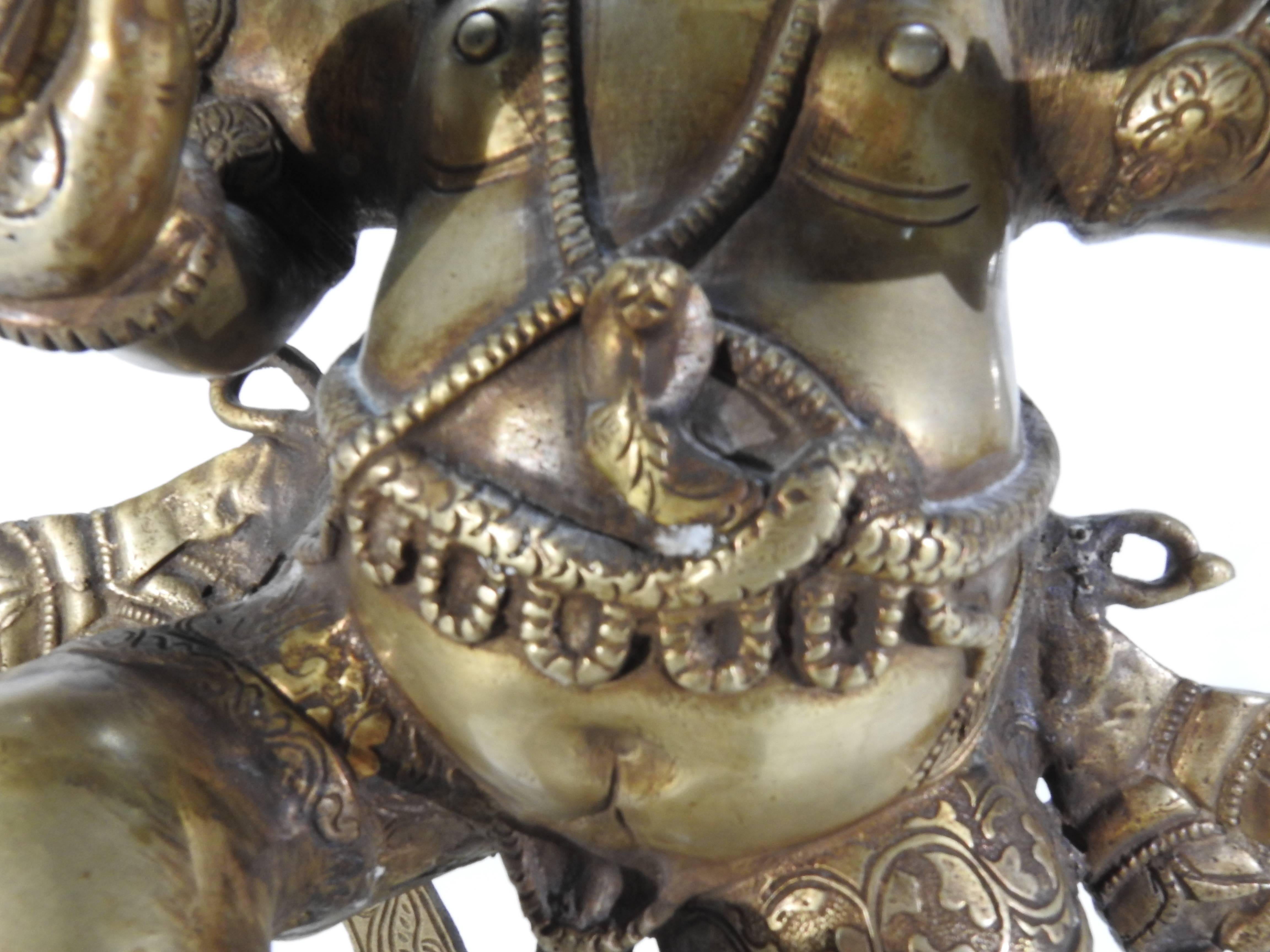 Hand-Crafted Bronze Dancing Ganesha Statuette For Sale