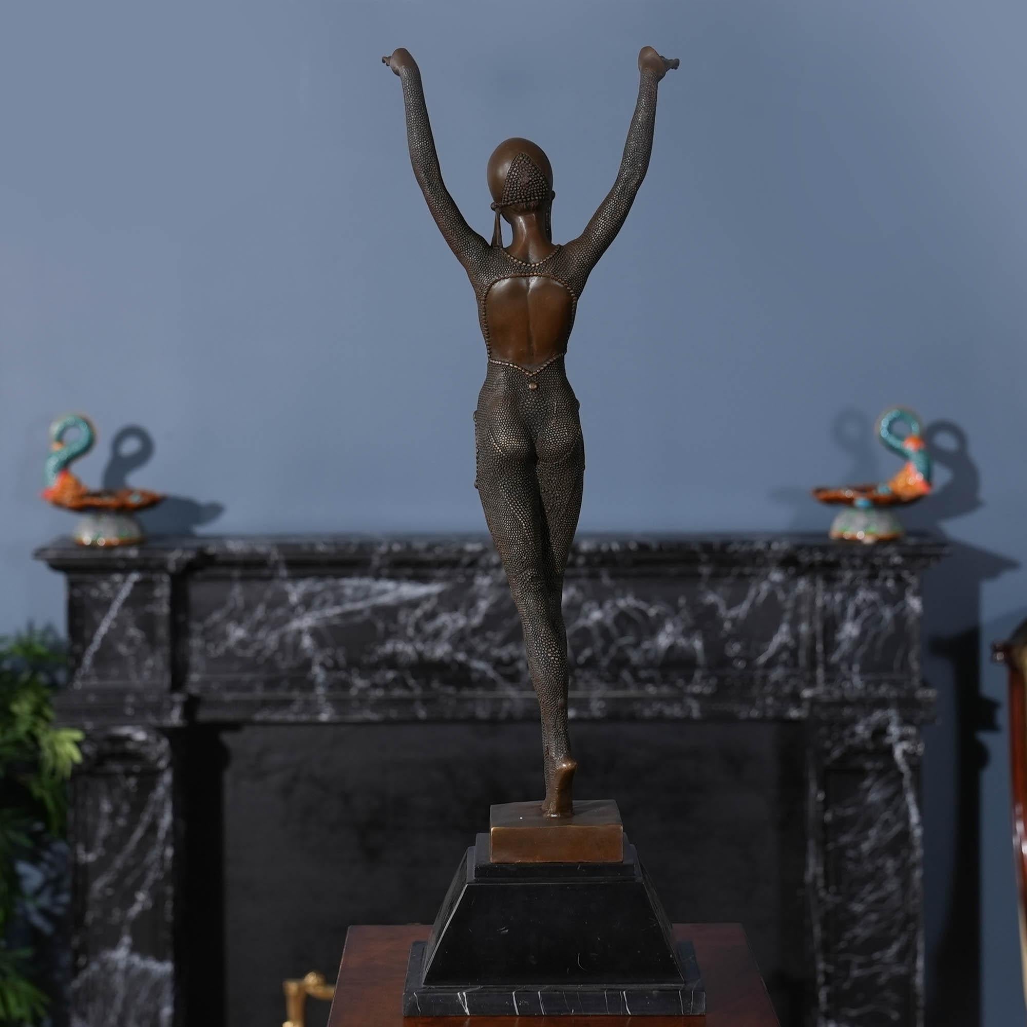 Bronze Dancing Woman on Marble Base For Sale 1