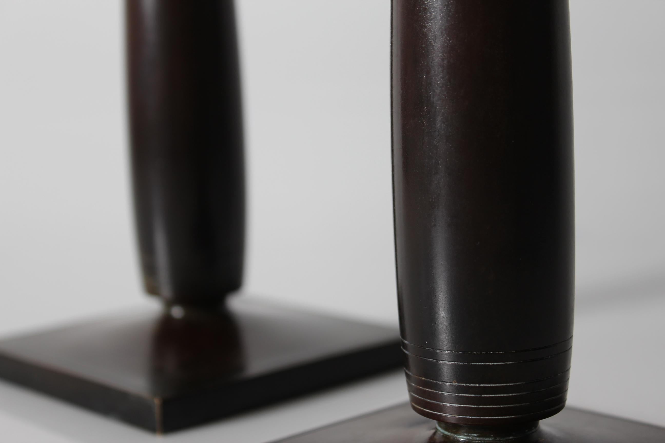 Bronze Danish Just Andersen Pair of Art Deco High Candle Sticks 1930s For Sale 13