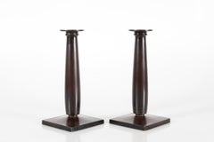 Bronze Danish Just Andersen Pair of Art Deco High Candle Sticks 1930s