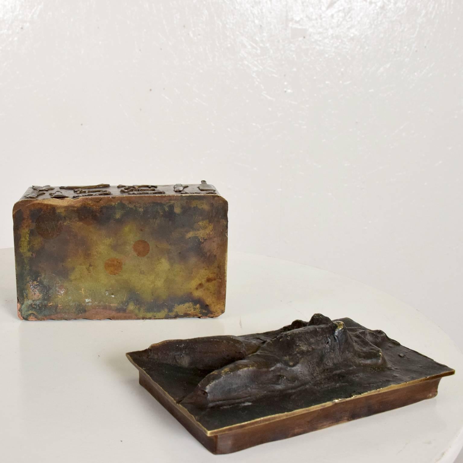 Late 20th Century Bronze Decorative Box Signed 
