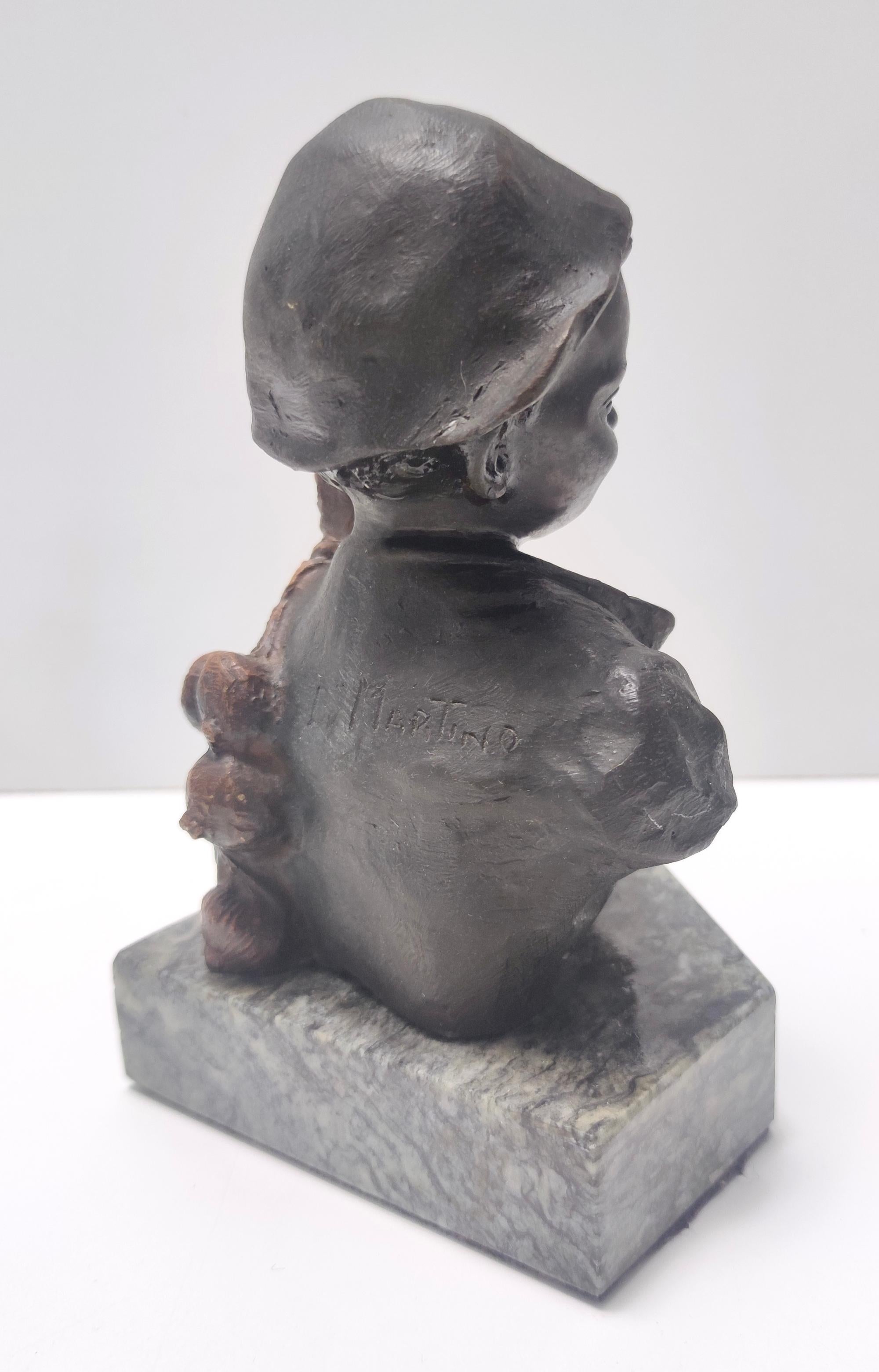 Early 20th Century Bronze Decorative Item of a Child Selling Onions by De Martino, Italy For Sale