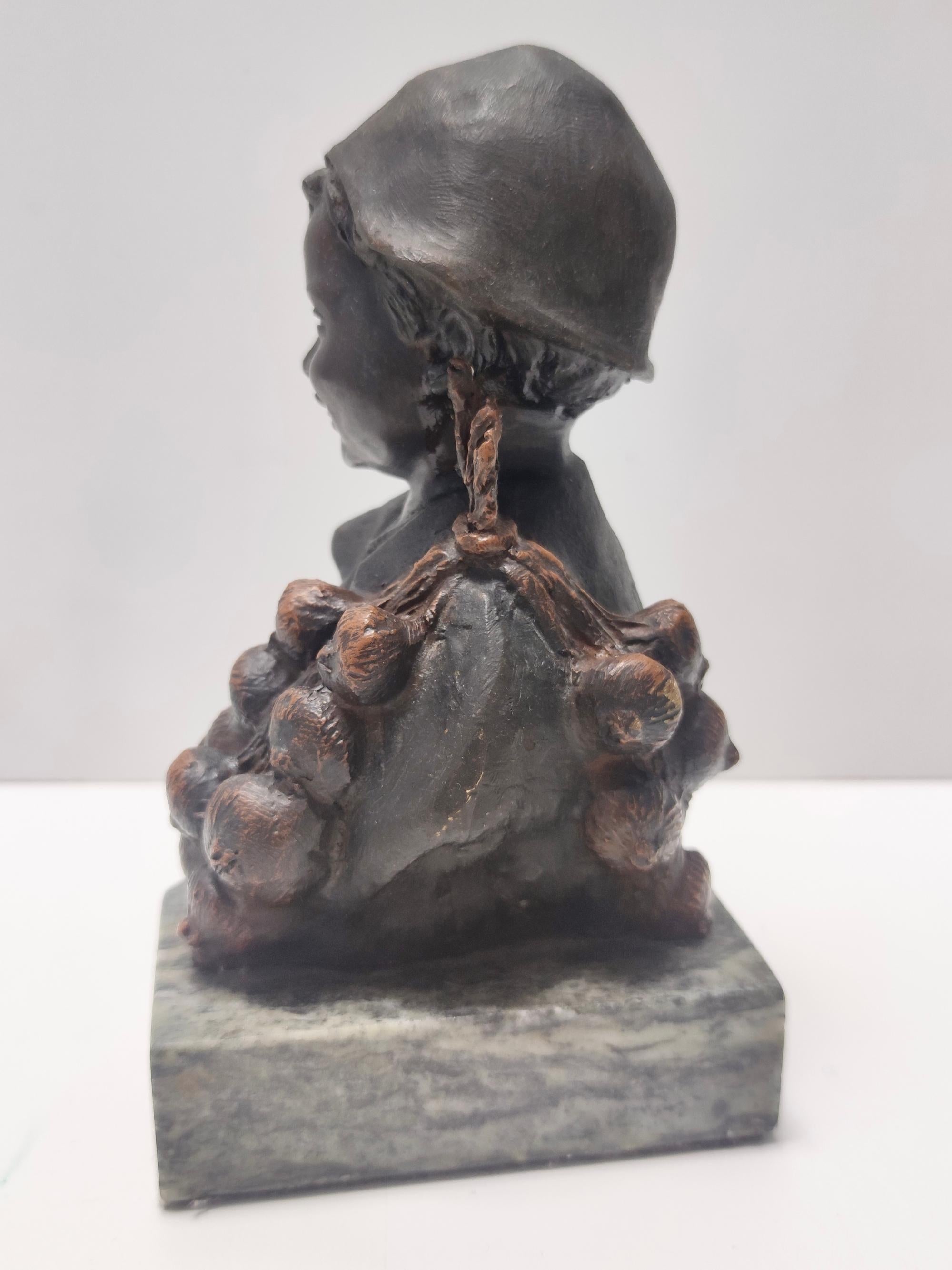 Bronze Decorative Item of a Child Selling Onions by De Martino, Italy For Sale 2