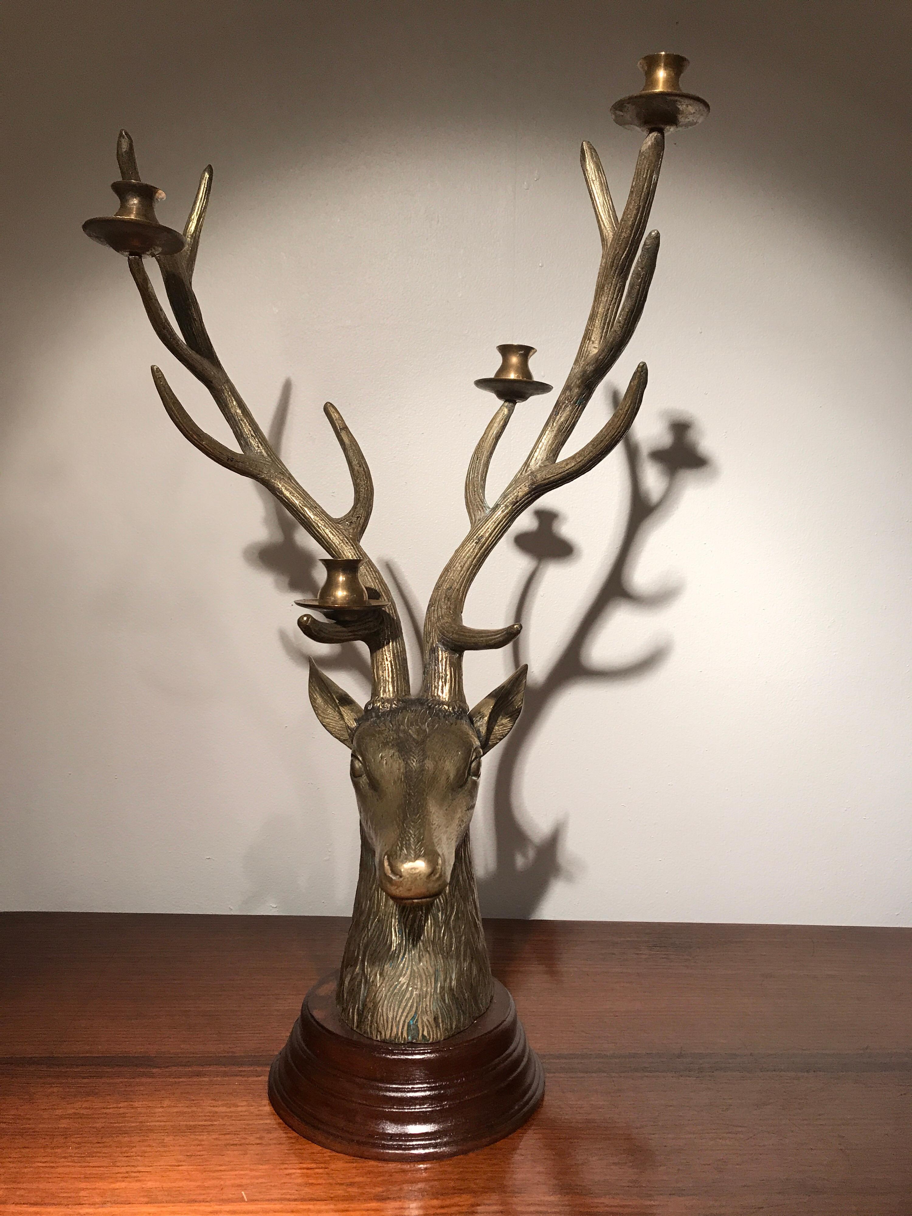 1970s silver plated bronze deer head candleholder by Christian Dior.