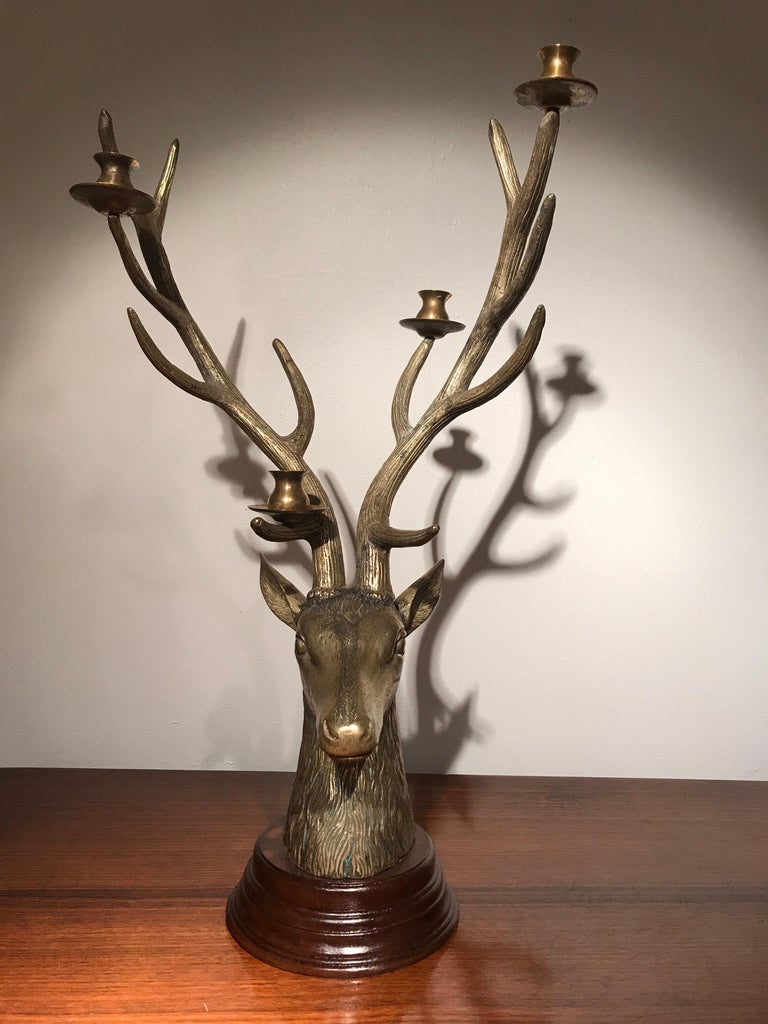 Bronze Deer Head Candleholder at 1stDibs