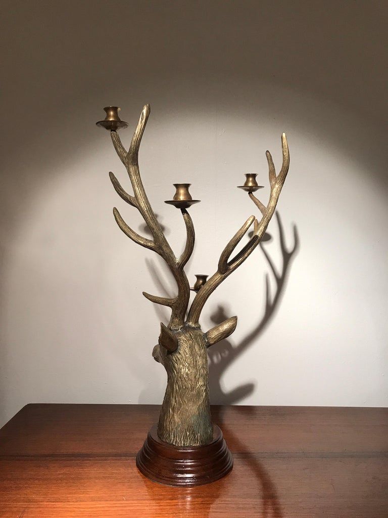 Bronze Deer Head Candleholder at 1stDibs