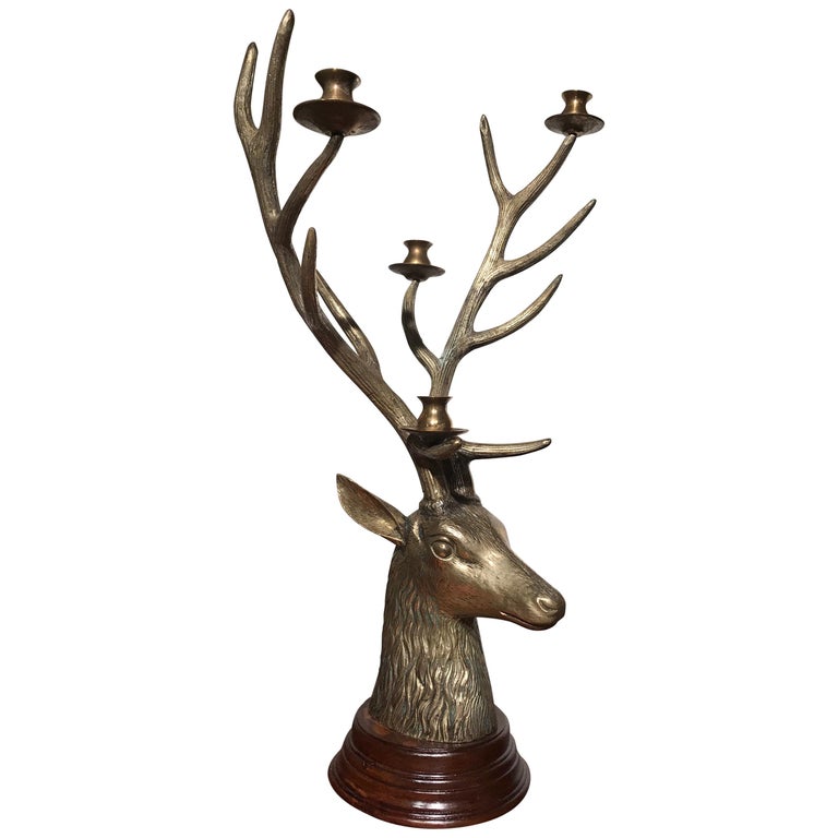 Bronze Deer Head Candleholder at 1stDibs