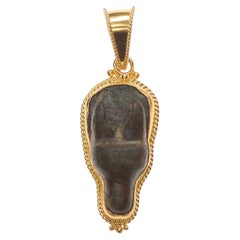 Bronze Deer Head  Charm from Rome w 21K gold