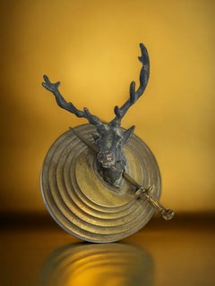 Bronze Deer Head & Letter Opener Sculpture Paperweight Antique, Austria, 1900s