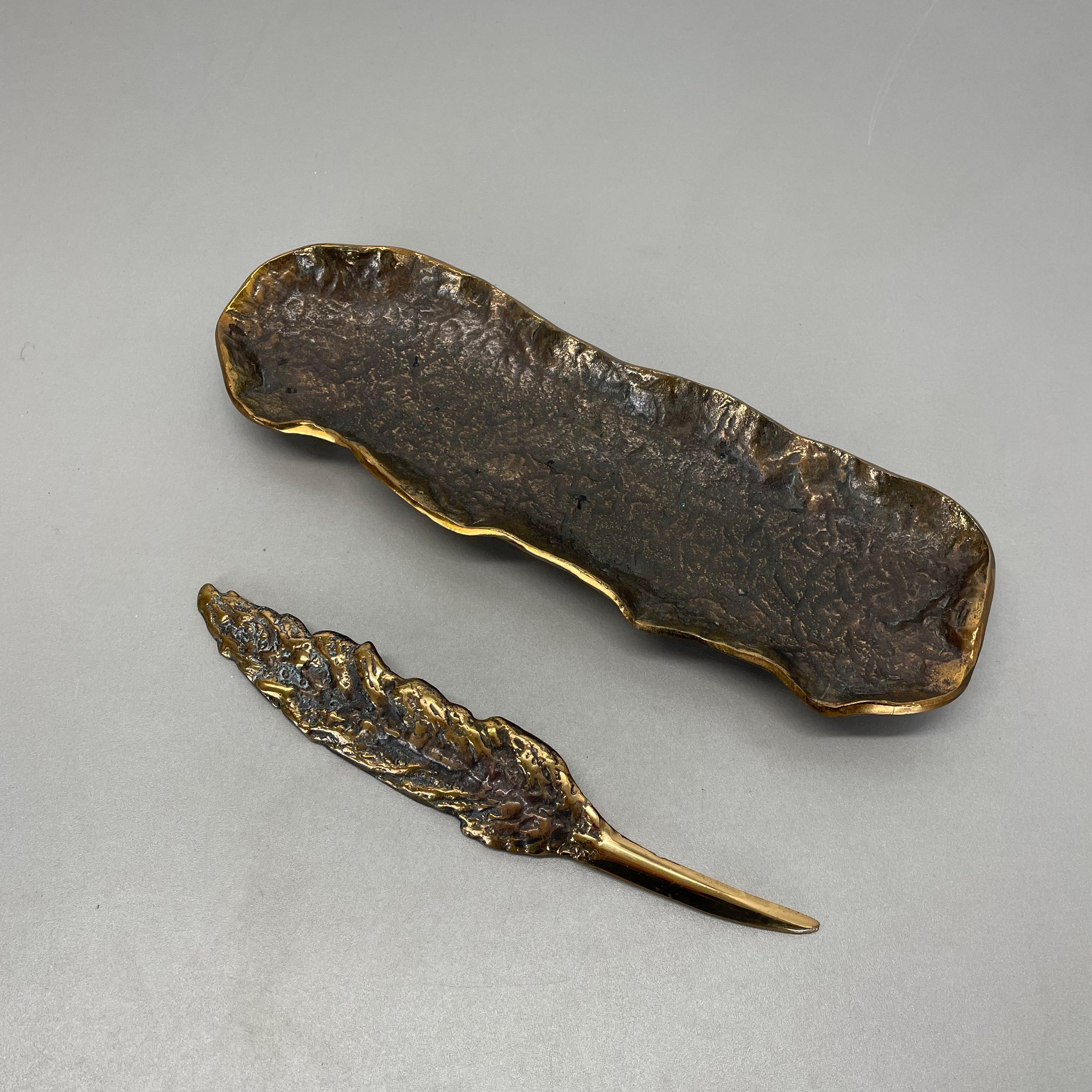 Bronzeschreibtisch Muschelplatte und Brieföffner Auböck Hagenauer Ära, Deutschland, 1970er Jahre im Angebot 4