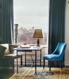 Scrivania in bronzo con piano rivestito in pelle nera o marrone