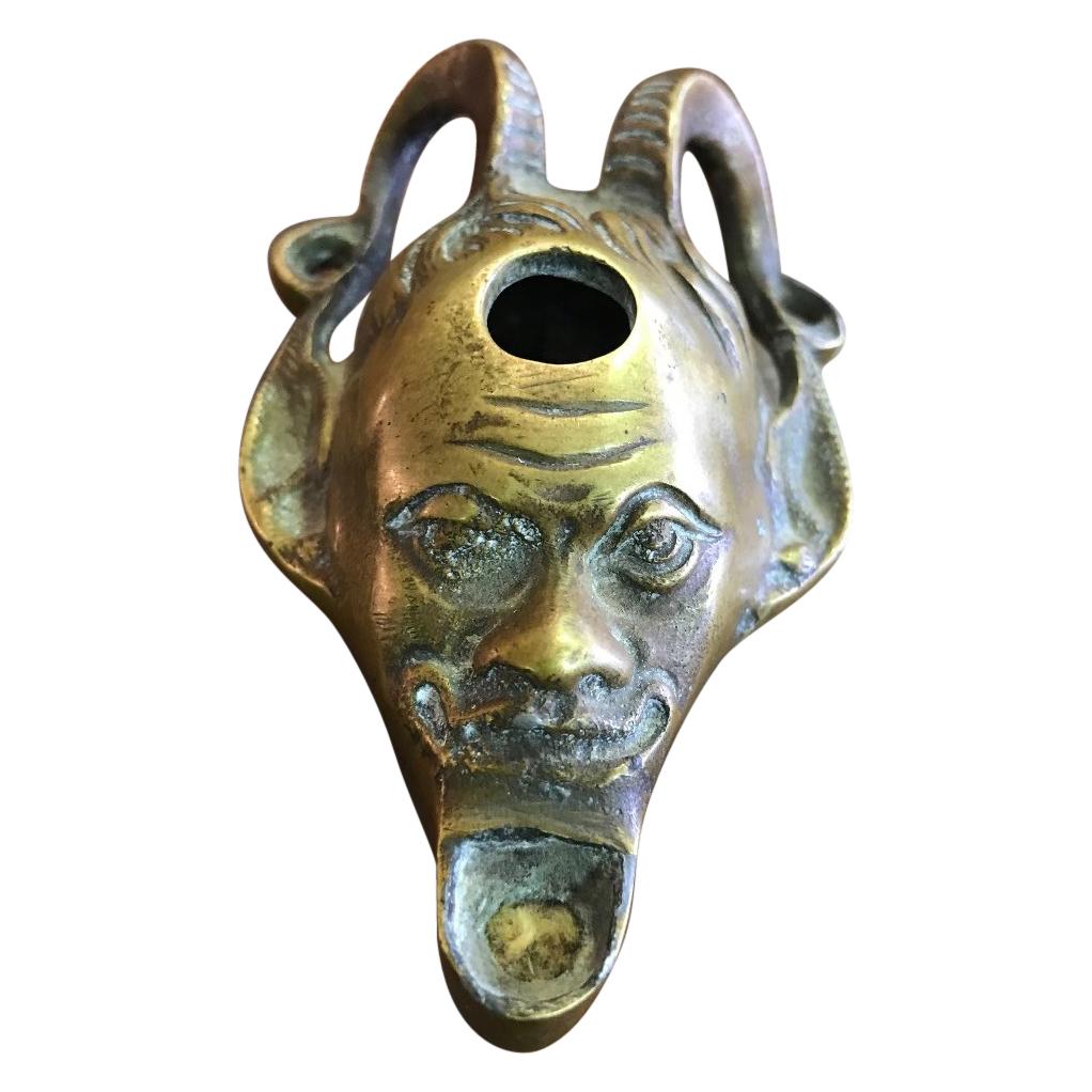 Bronze Devil Oil Lamp