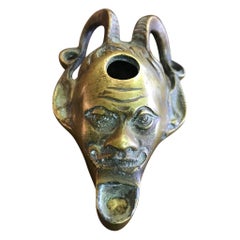 Vintage Bronze Devil Oil Lamp