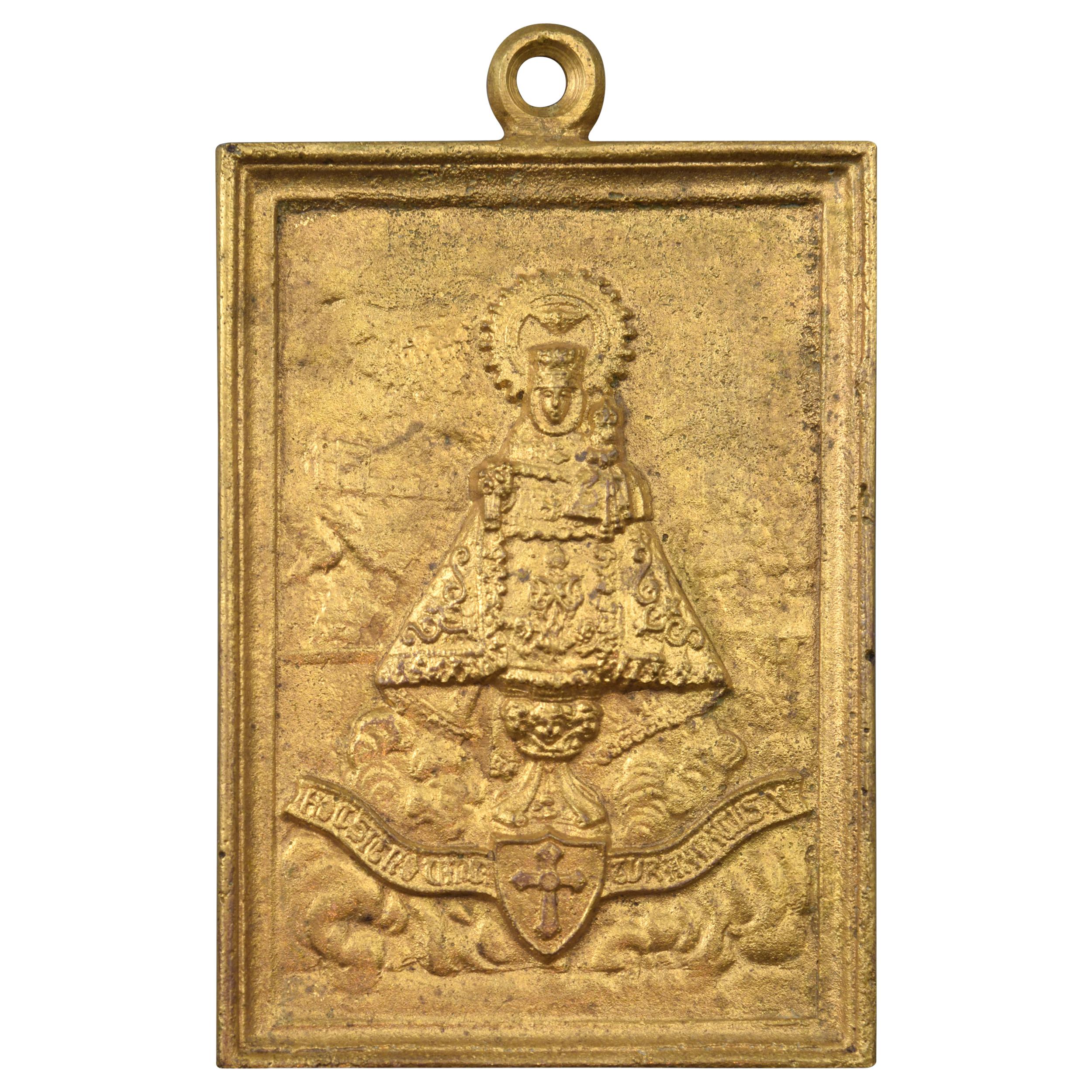 Bronze Devotional Plaque, Our Lady of Covadonga or Cuadonga, 20th Century