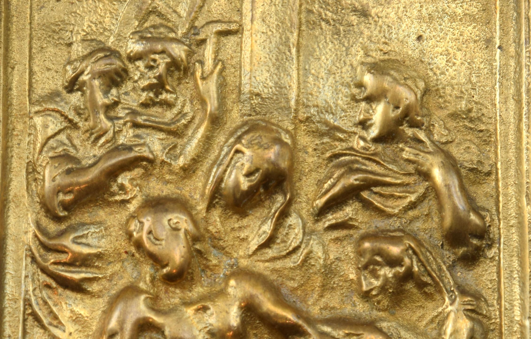 Neoclassical Bronze Devotional Plaque Pietà, Lamentation of Christ, 19th Century