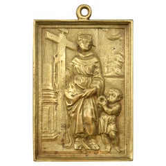 Bronze Devotional Plaque Possibly St Didacus of Alcalá, 19th Century