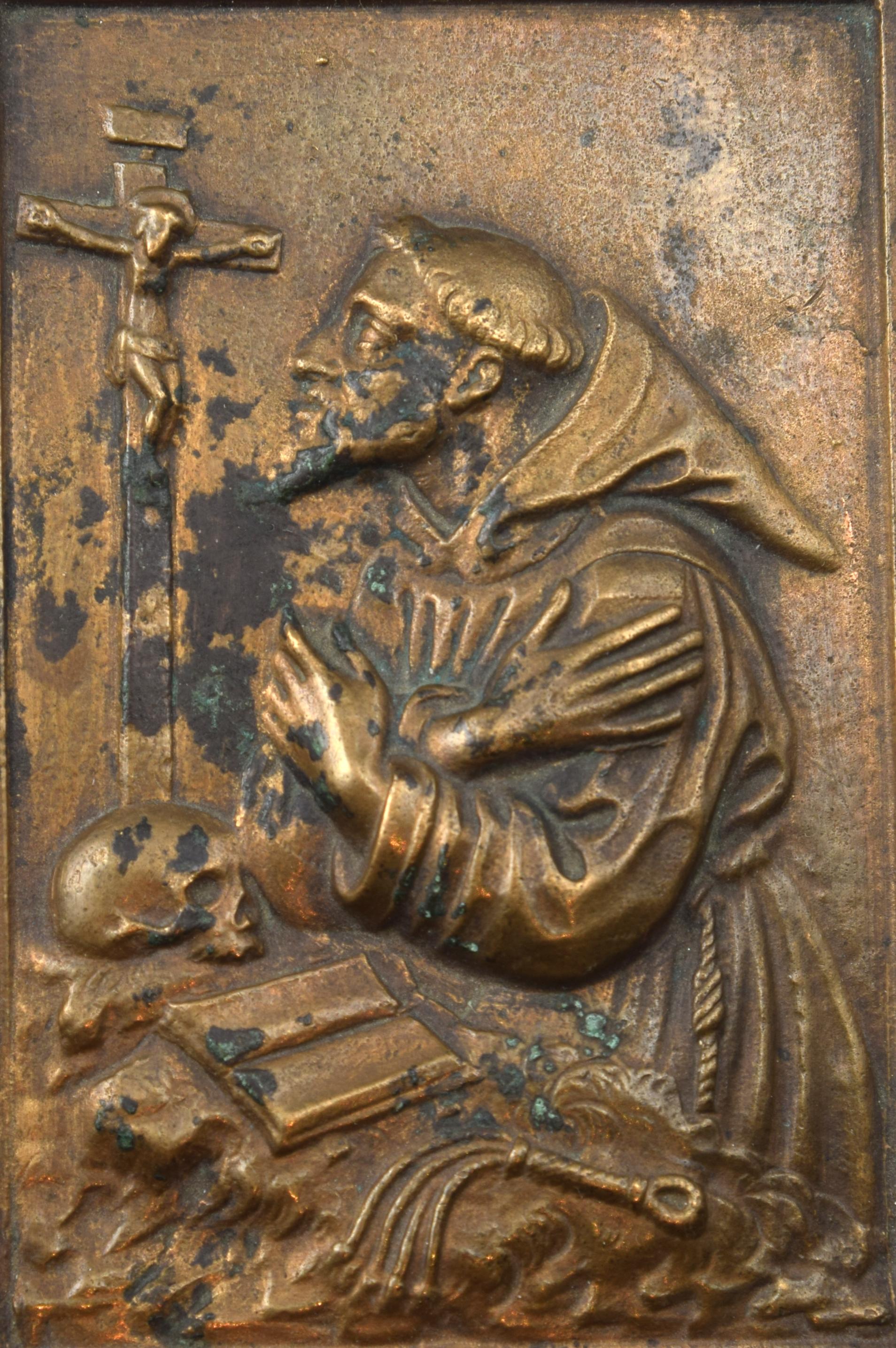 Baroque Bronze Devotional Plaque, St Francis of Assisi, 17th Century