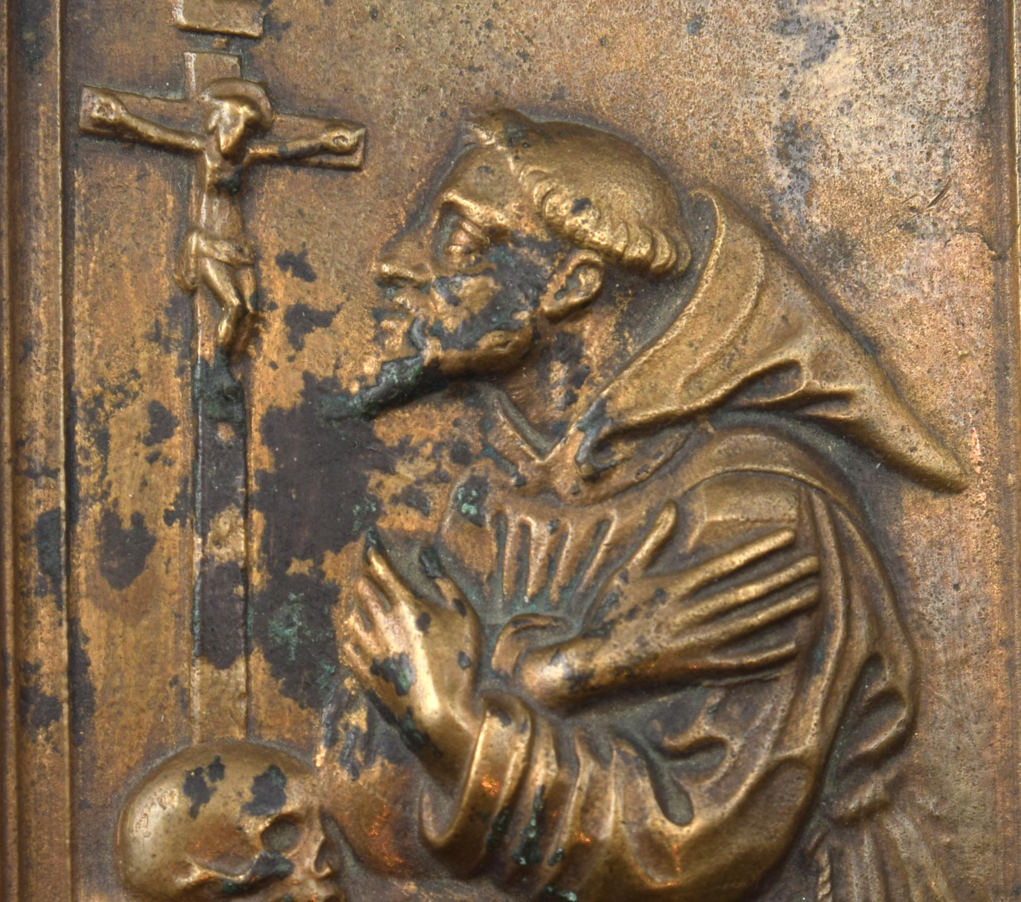 European Bronze Devotional Plaque, St Francis of Assisi, 17th Century