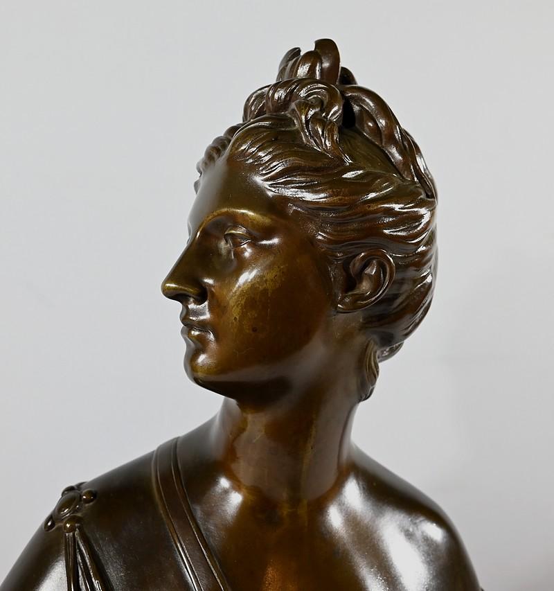 Bronze Sculpture en bronze Diane Chasseresse, d'après Houdon - Fin du XIXe siècle en vente