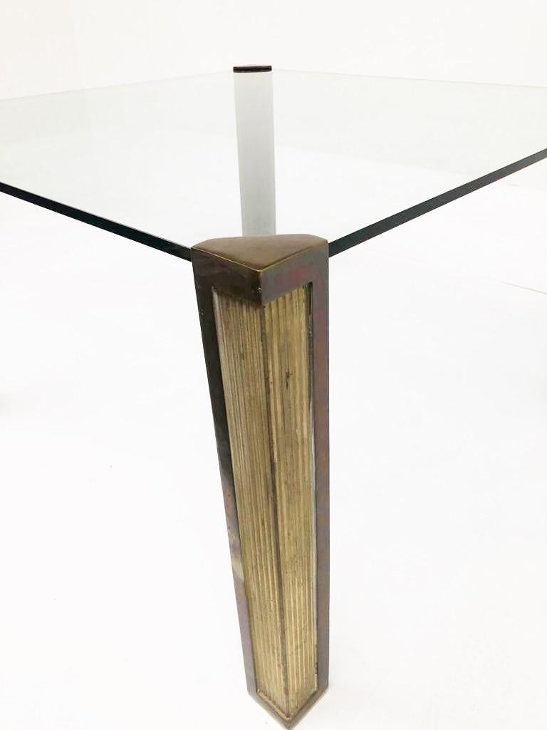 Brutalist Bronze Dining Table T14 by Peter Ghyczy, 1970s For Sale