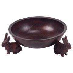 Early 20th Century Bronze Censer Supported by Three Rabbits