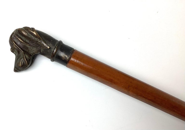 Bronze Dog Head Walking Cane Stick For Sale at 1stDibs bronze cane