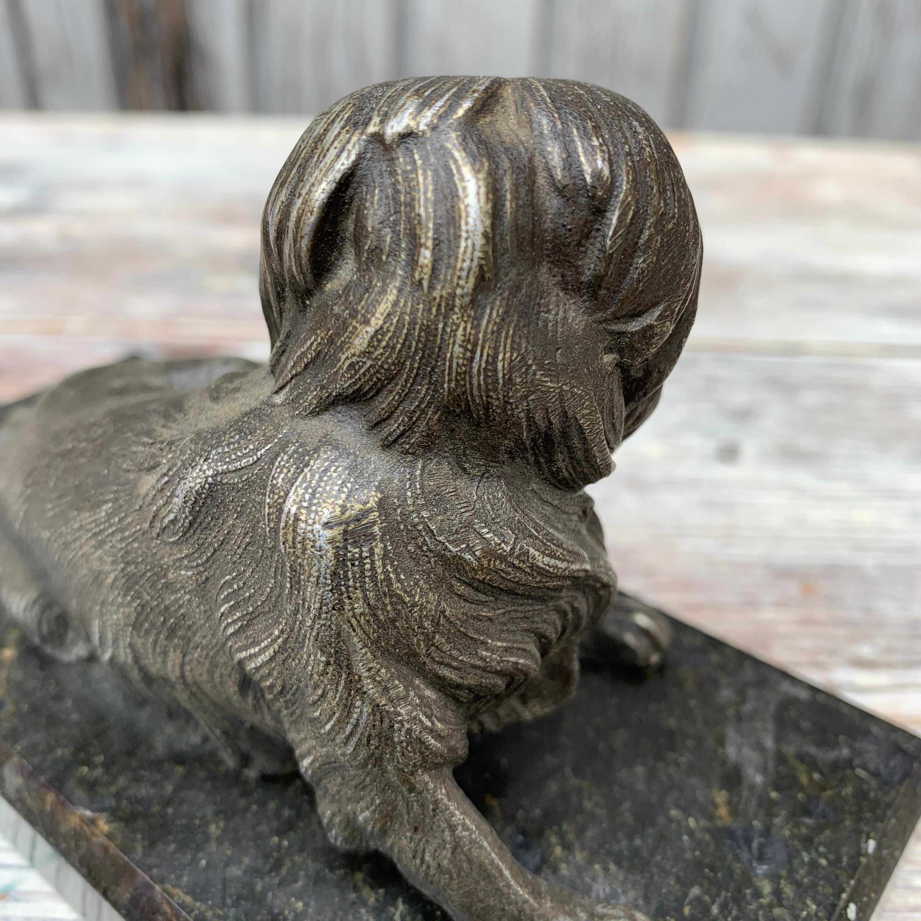 Bronze Dog Paperweight on Marble Base, Swedish Empire Circa 1825-1850 5