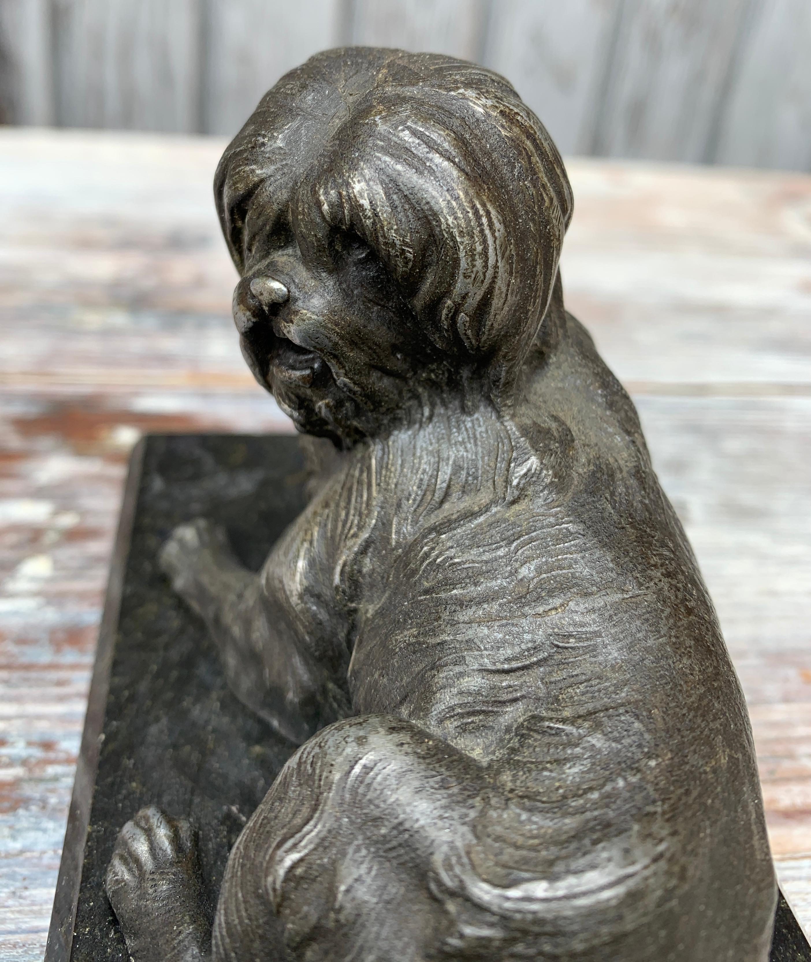 Bronze Dog Paperweight on Marble Base, Swedish Empire Circa 1825-1850 6