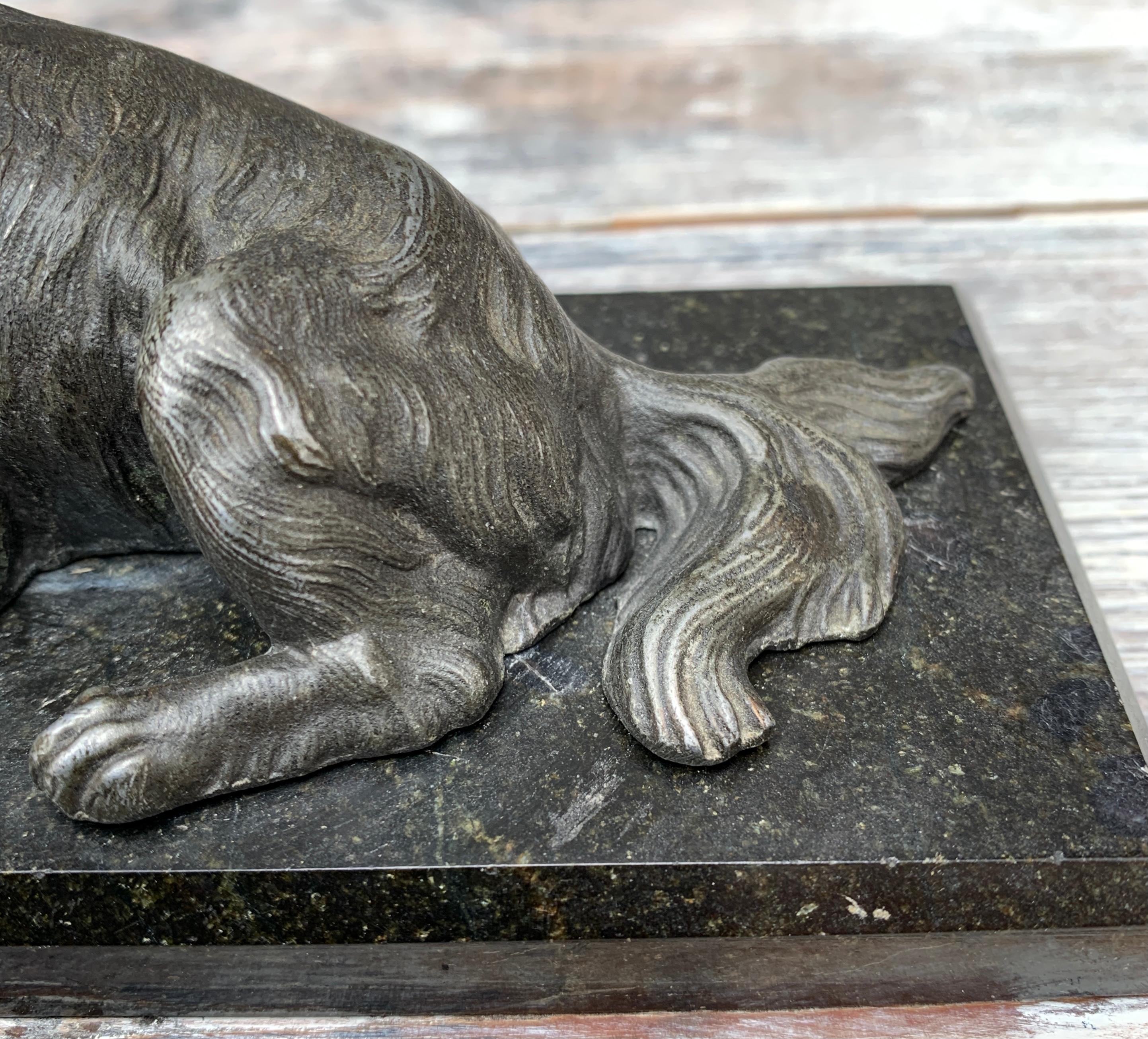 Bronze Dog Paperweight on Marble Base, Swedish Empire Circa 1825-1850 2