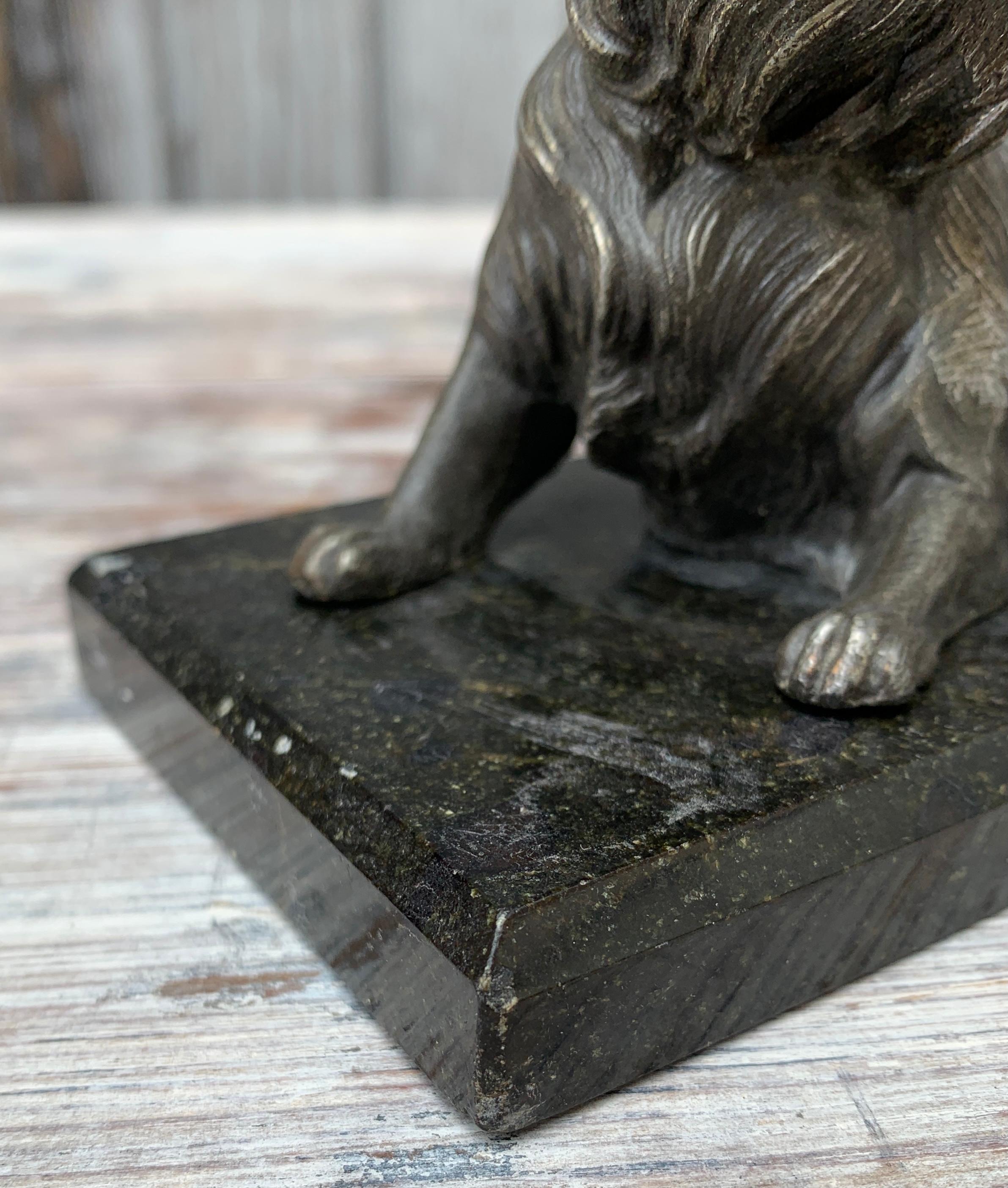 Bronze Dog Paperweight on Marble Base, Swedish Empire Circa 1825-1850 4