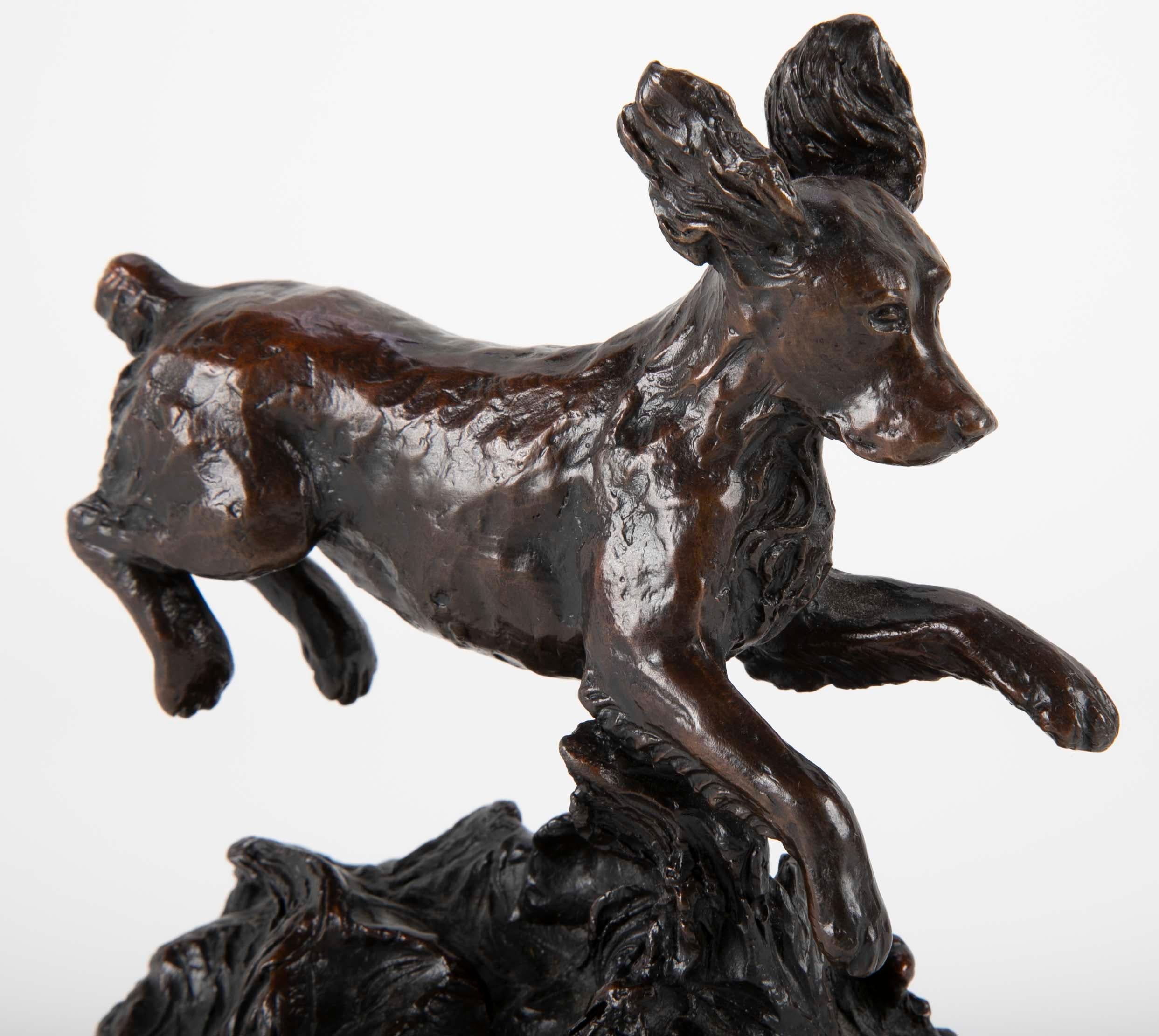 Bronze Dog Sculpture by Bunny Connell In Excellent Condition In Stamford, CT