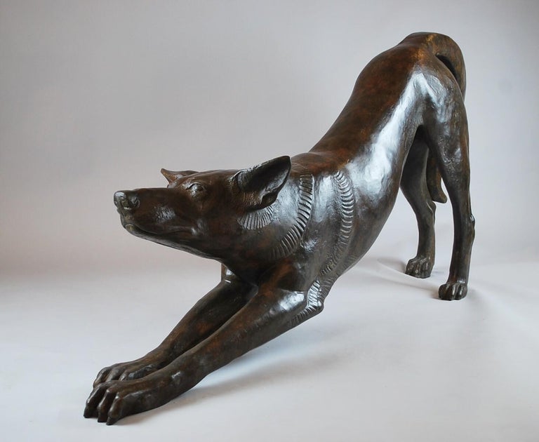 Mid-Century Modern Bronze Dog Sculpture by Jacques Talmar, Contemporary Edition III/IV, Belgium For Sale